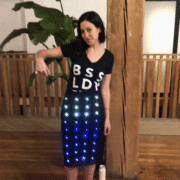 Dark Power Pencil Skirt, animated LED effect display