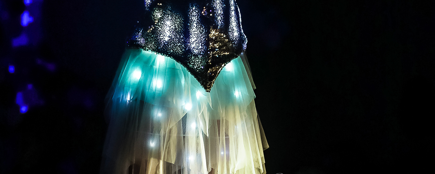 Ethereal Tulle Skirt, wide shot of tulle skirt illuminated